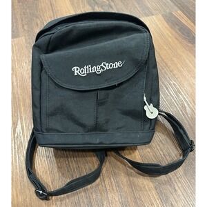 Rolling Stone Backpack Crossbody Bag Embroidered Logo Black Guitar Chain